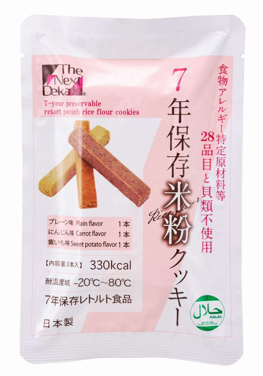 7-year preservable retort pouch food: Rice flour cookie