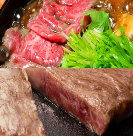 Okayama Wagyu (A5 grade) Steak & Sukiyaki Set